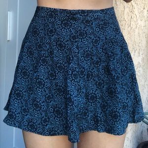 Blue & black print skirt